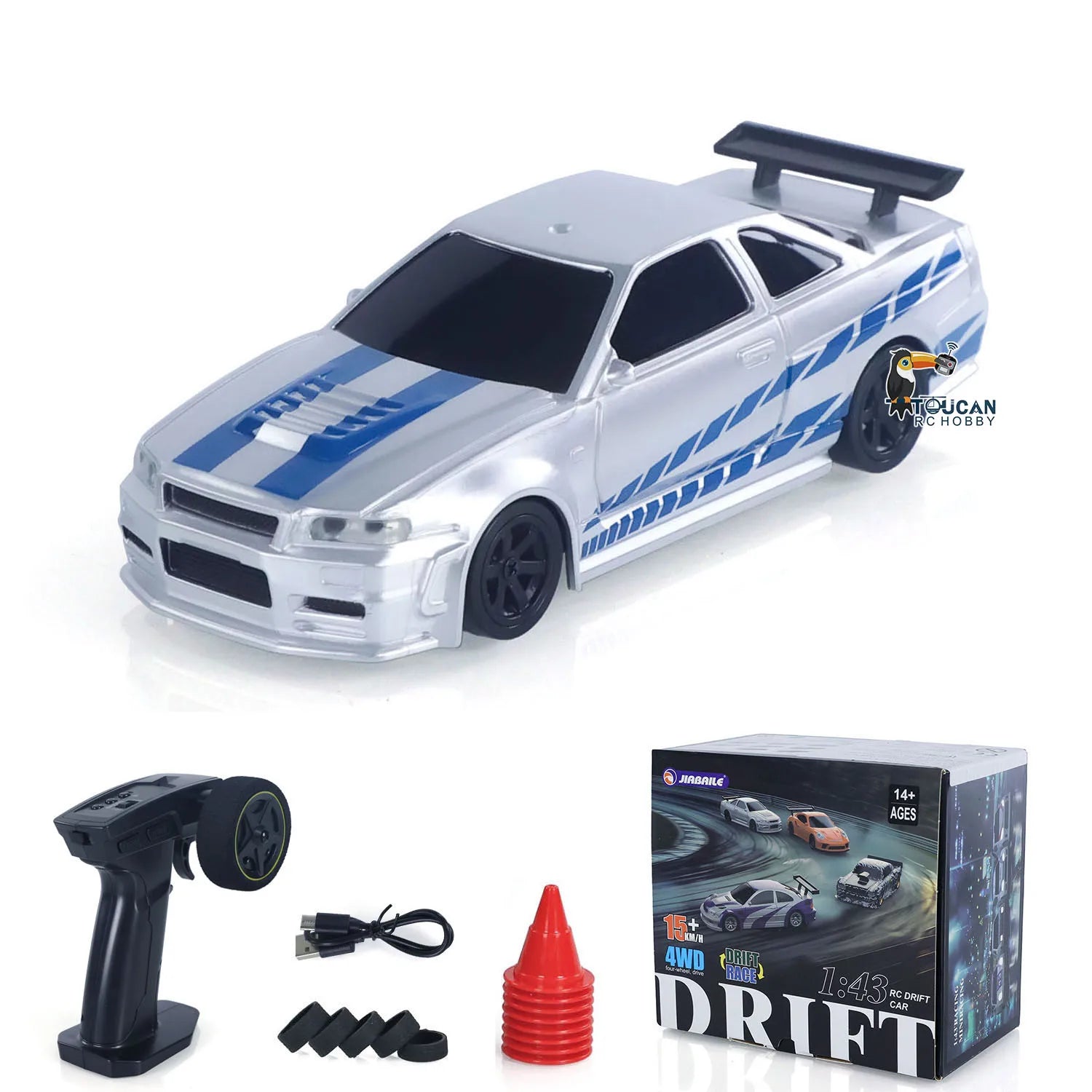 High-Speed 4WD RC Drifting Car (1:43 Scale)