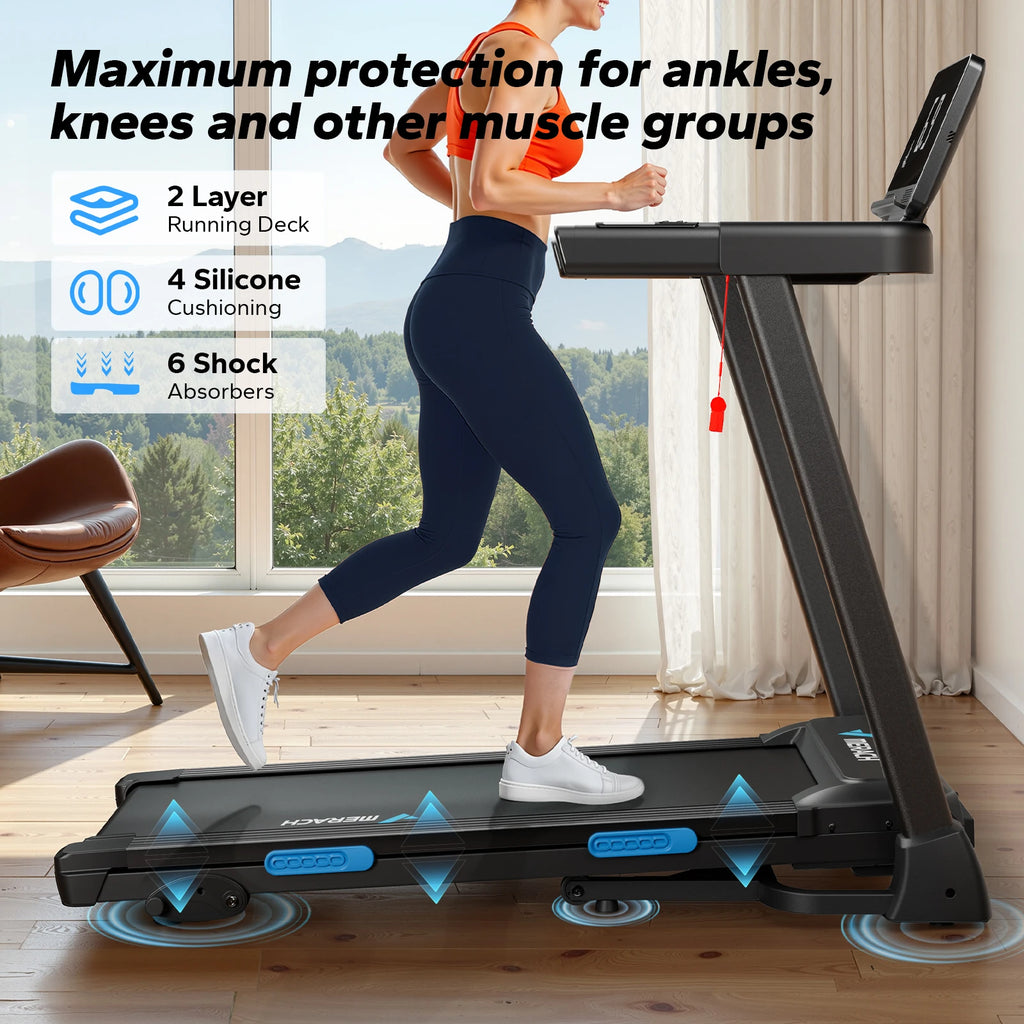 Foldable Home Treadmill: Quiet, Incline, & Cushioned