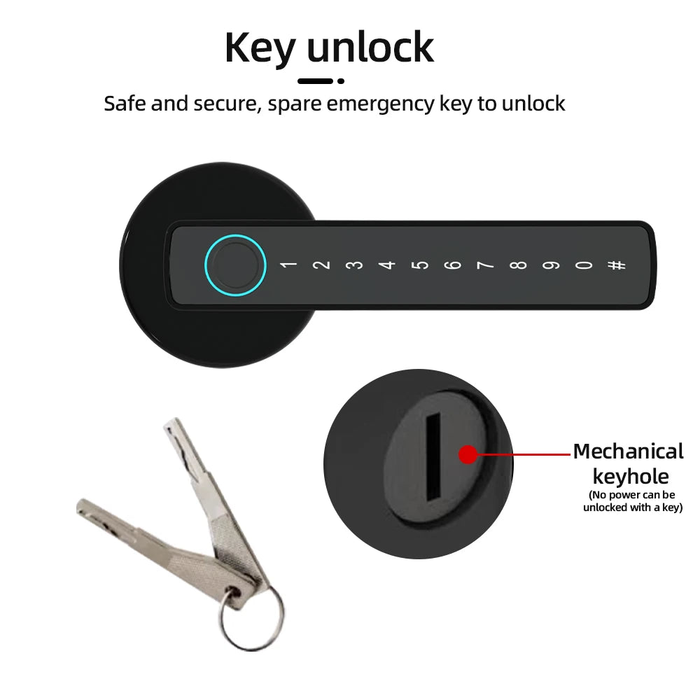 Smart Fingerprint Electronic Door Lock with Password/Key/Key Card(s)