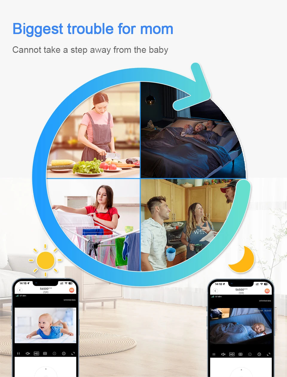 2K Smart Home Camera for Pets/Babies