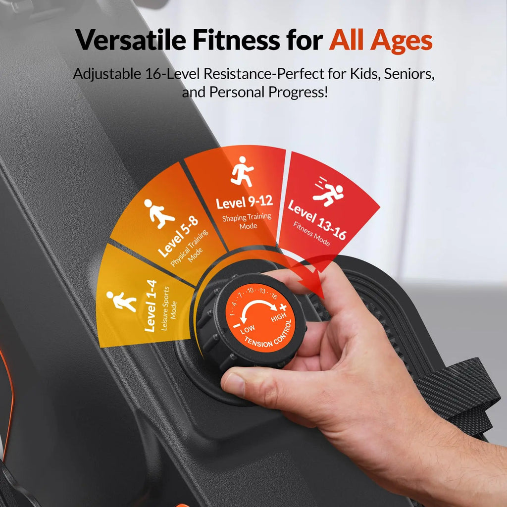 Compact Home Gym Rower with 16-Level Magnetic Resistance