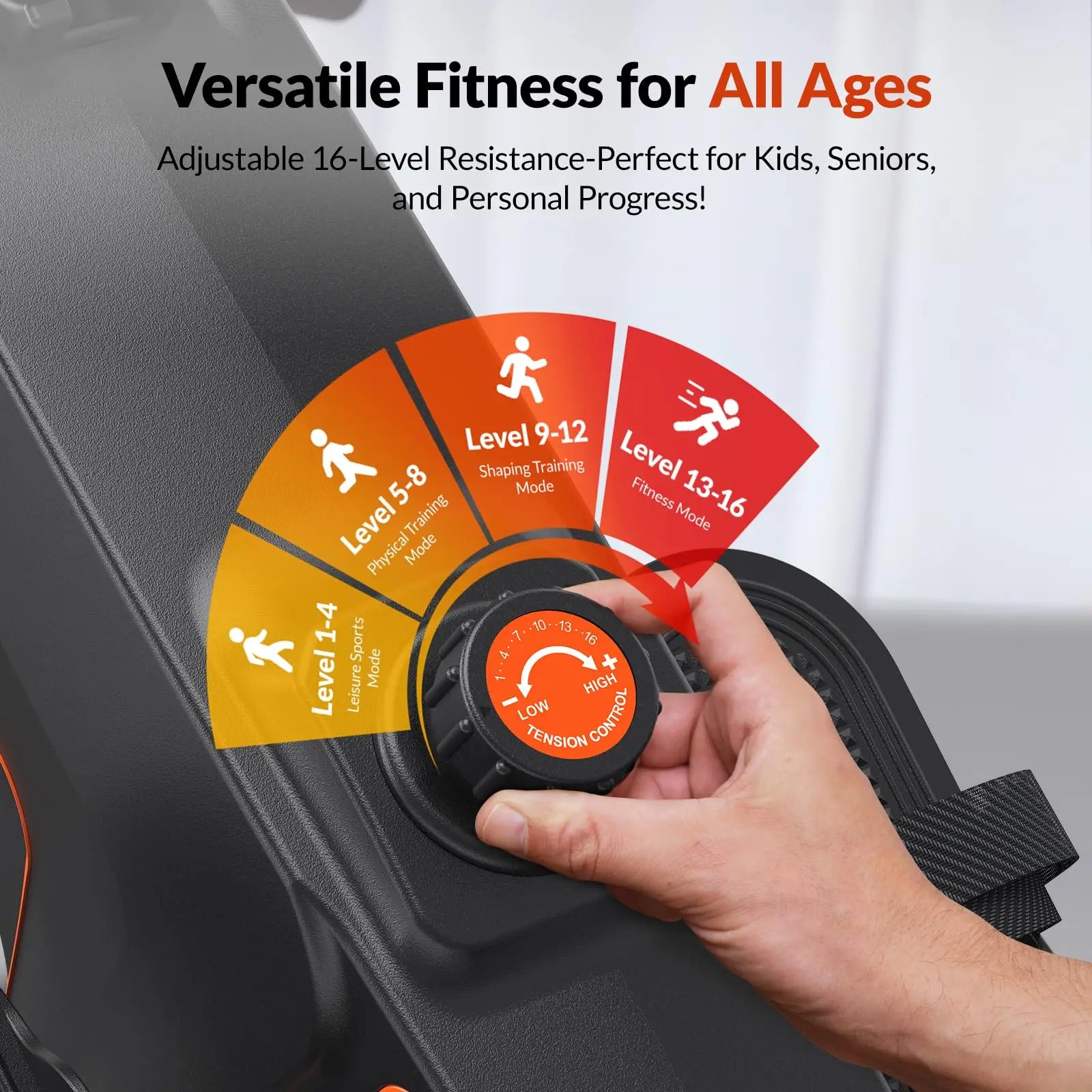 Compact Home Gym Rower with 16-Level Magnetic Resistance