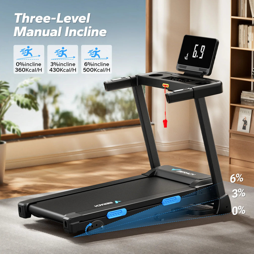 Foldable Home Treadmill: Quiet, Incline, & Cushioned