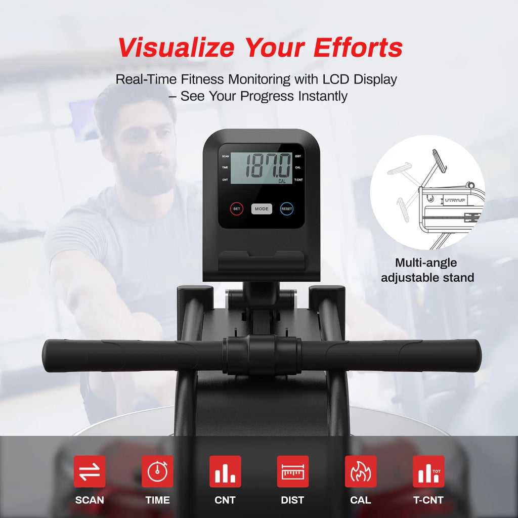 Compact Home Gym Rower with 16-Level Magnetic Resistance