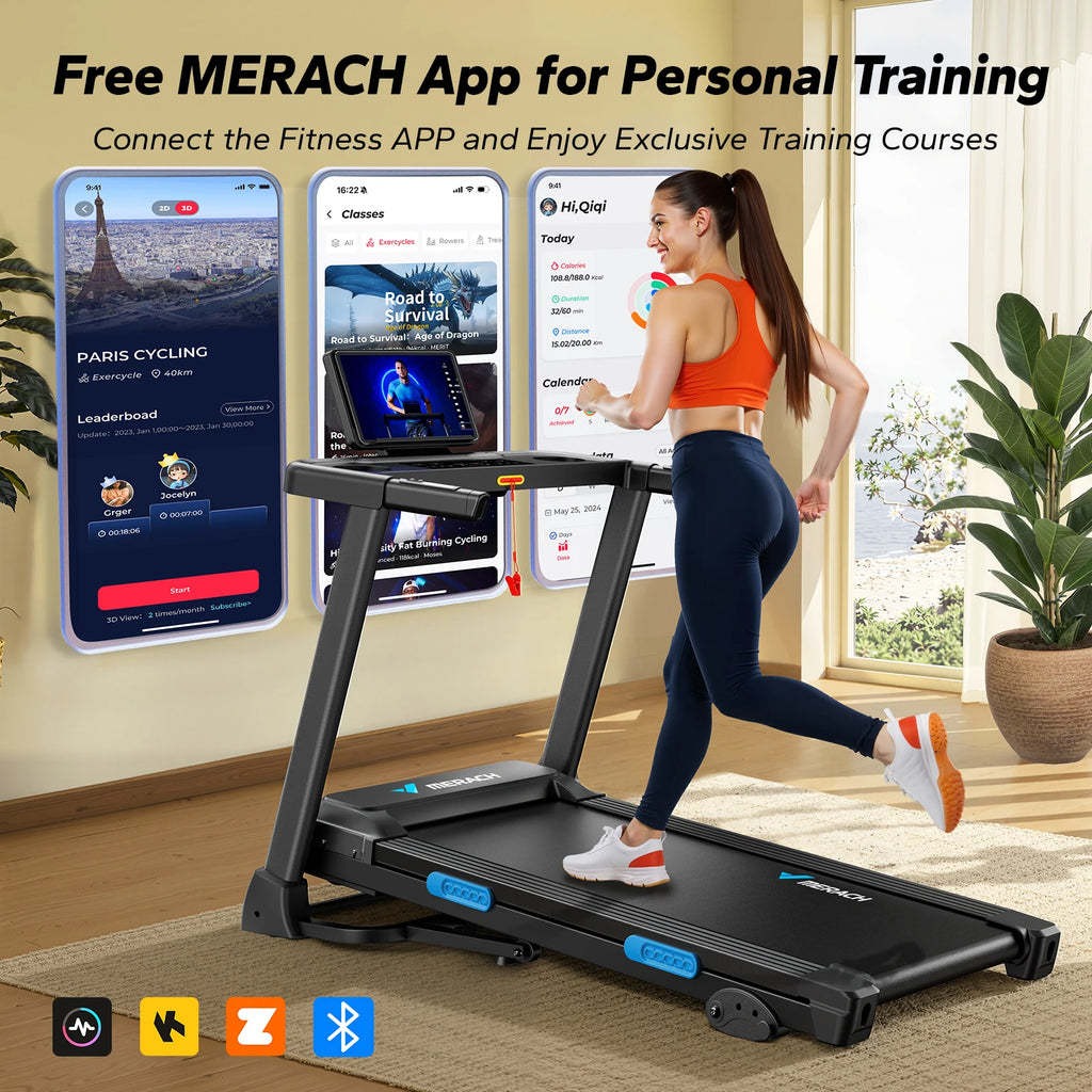 Foldable Home Treadmill: Quiet, Incline, & Cushioned