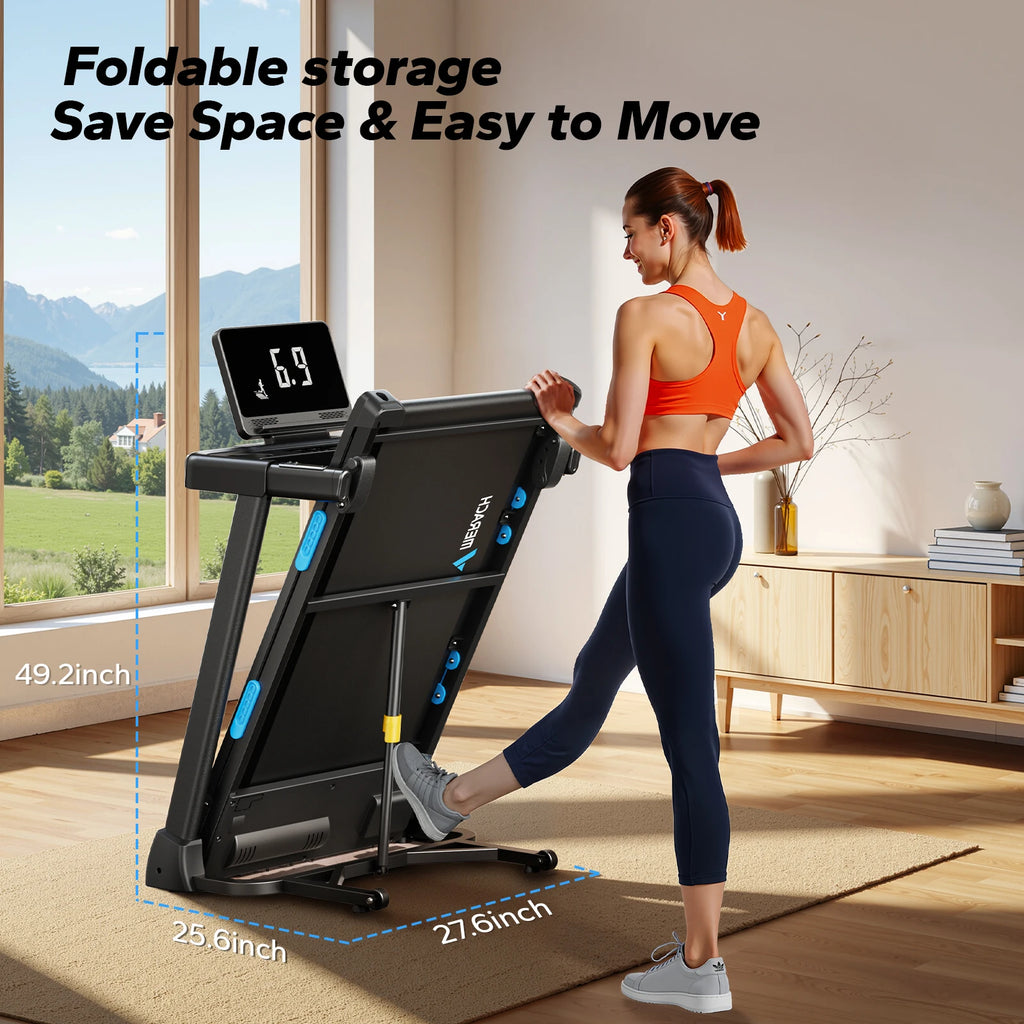 Foldable Home Treadmill: Quiet, Incline, & Cushioned