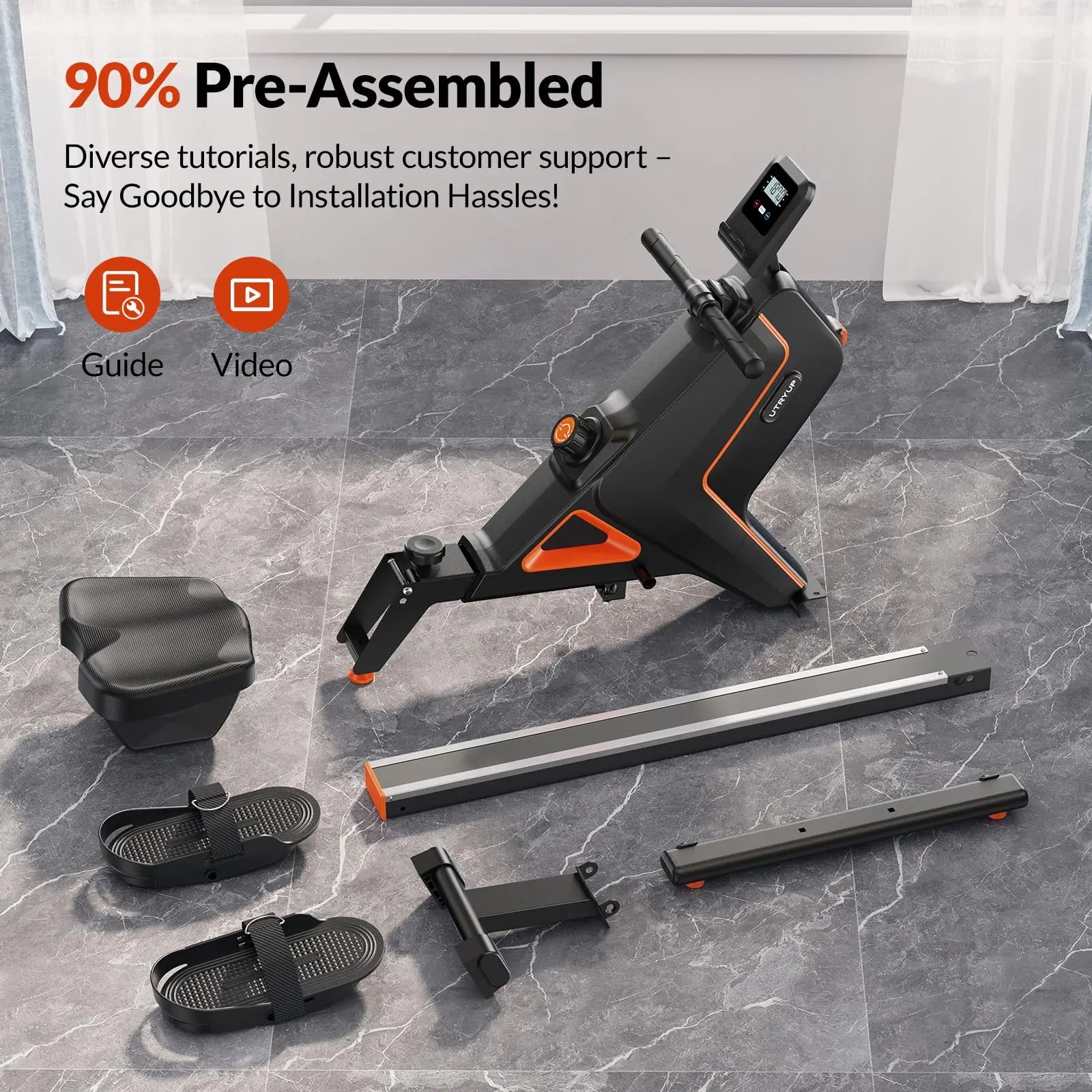 Compact Home Gym Rower with 16-Level Magnetic Resistance