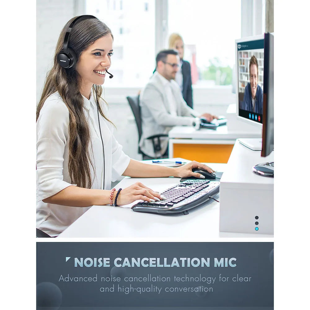 Wired USB/3.5mm Headset for PC & Call Center - Noise Reduction Mic