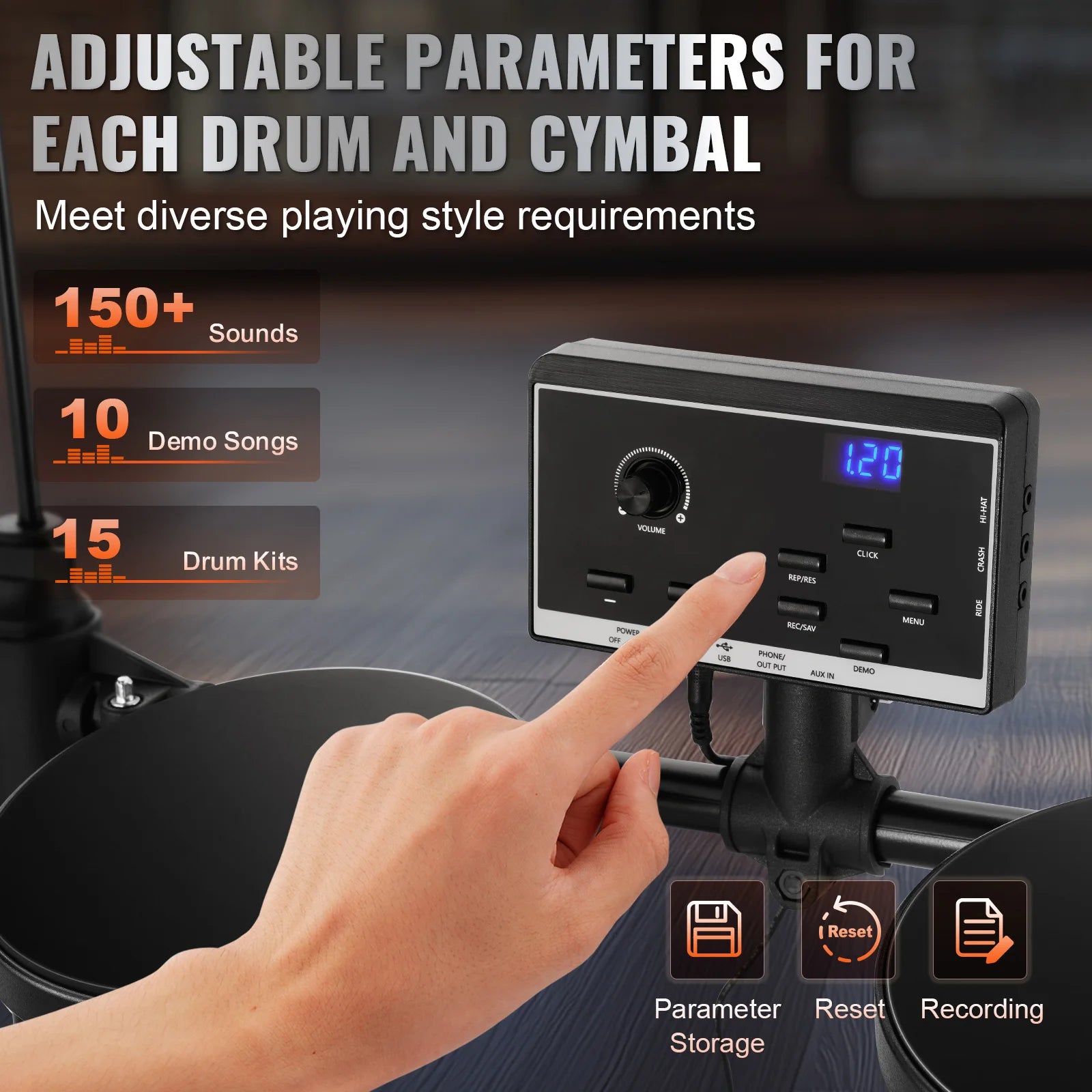 Beginner Electric Drum Set: 15 Kits, 150 Sounds, Quiet Mesh Snare