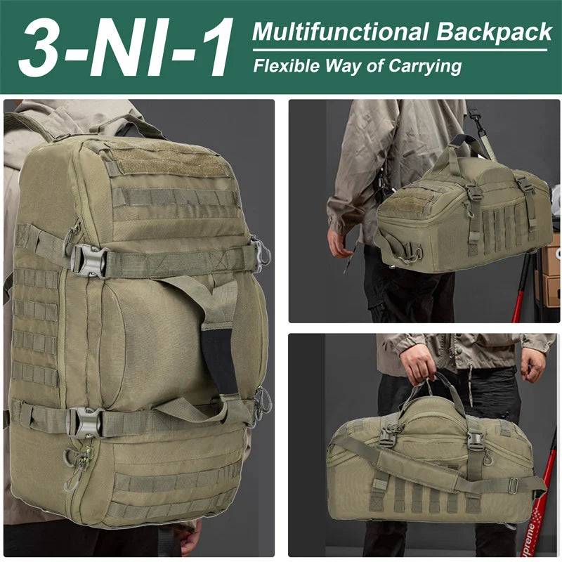Multi-Size Tactical & Hiking Duffel Backpack (35L-80L)