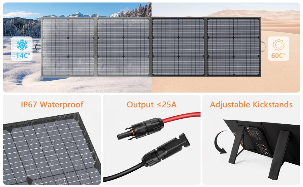 Lightweight & Foldable Solar Panel for Outdoor Power with 110W/220W/400W
