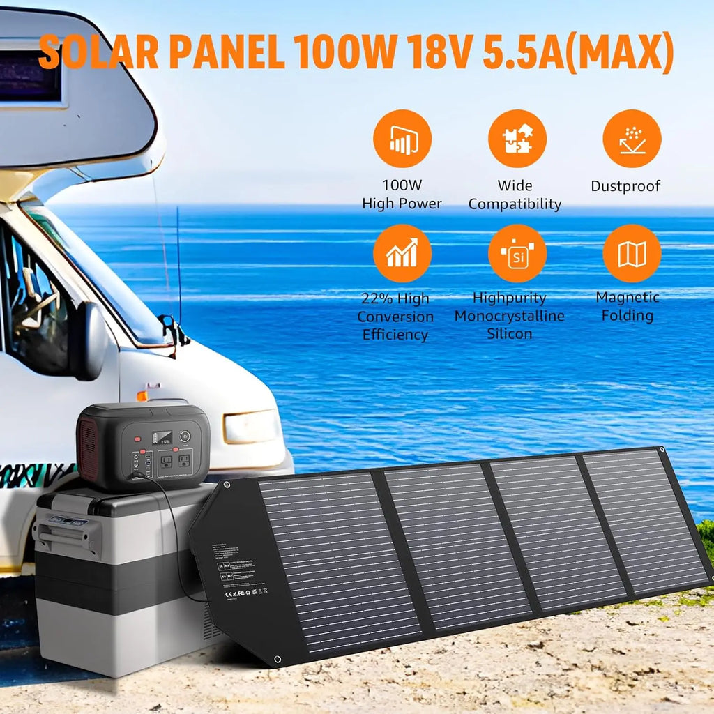 Waterproof Foldable Solar Charger (USB/DC) for Generators & Power Stations