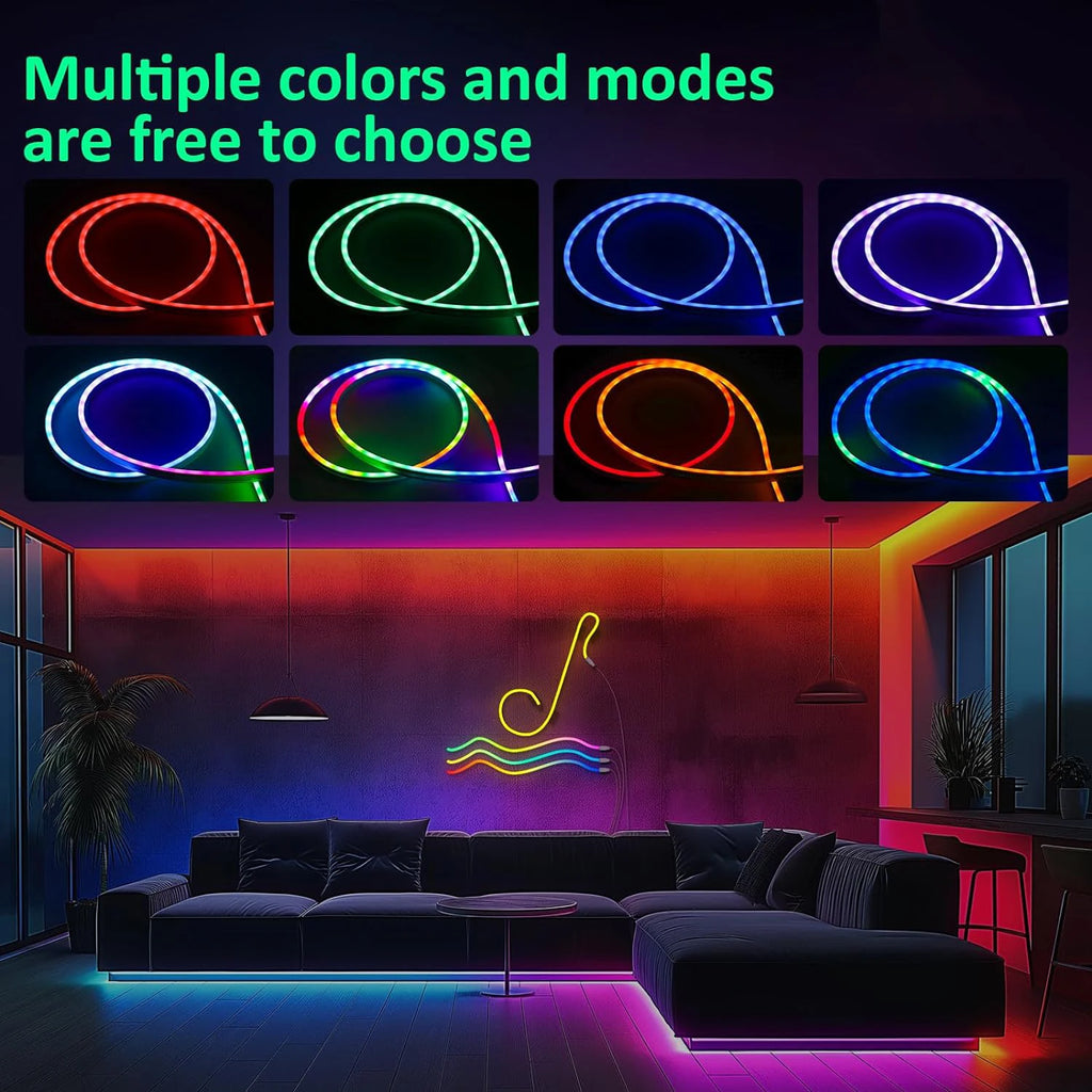 Smart Neon LED Strip Lights: Remote & App Controlled RGB