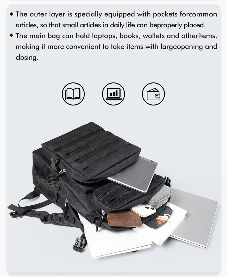 Multi-functional 25L/45L Tactical Backpack: Waterproof & Durable