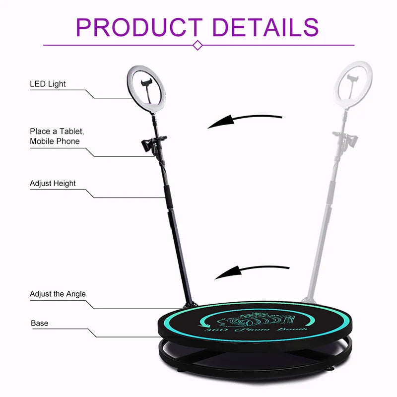 Automatic 360 Photo Booth with Custom Logo App: Perfect for Parties & Events