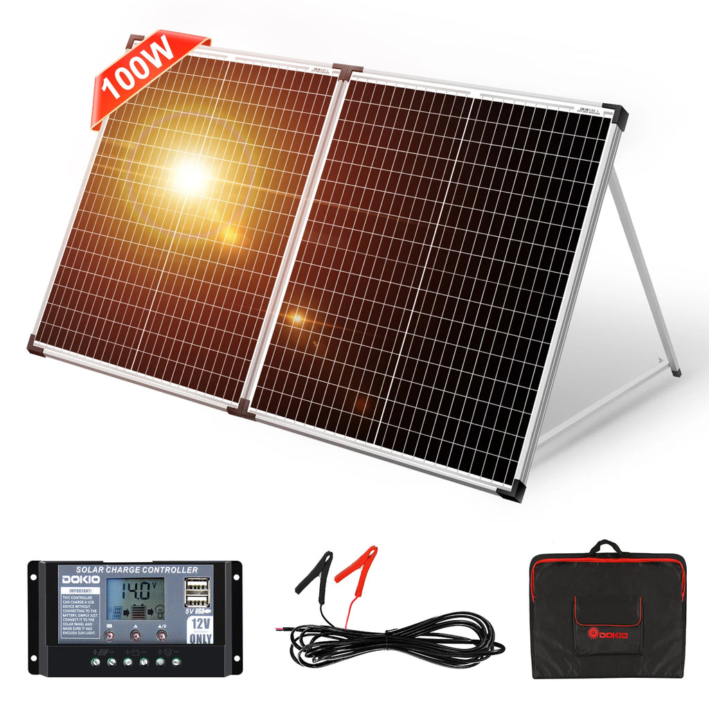 Waterproof Folding Solar Panel with Controller - 100W, 160W, or 200W (12V Systems)
