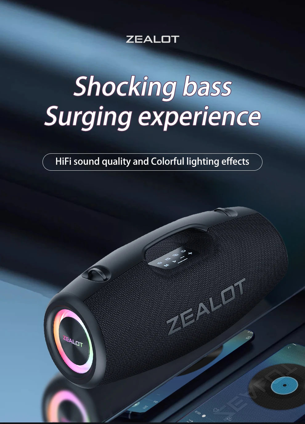 Portable 100W Wireless Subwoofer Speaker: Dual Pairing, DSP & Long-Lasting 24000mAh Battery