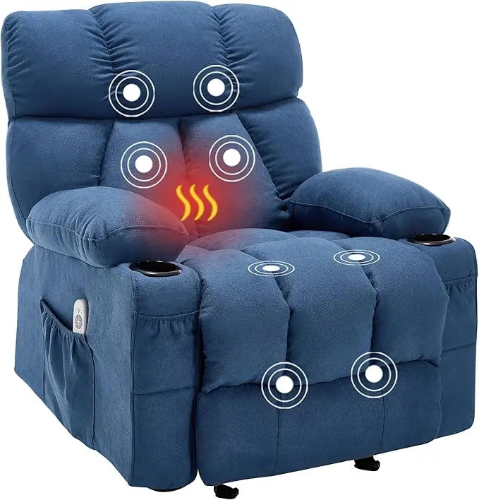 Comfy Rocker Recliner with Vibration Massage & Heat for Full Body Relaxation