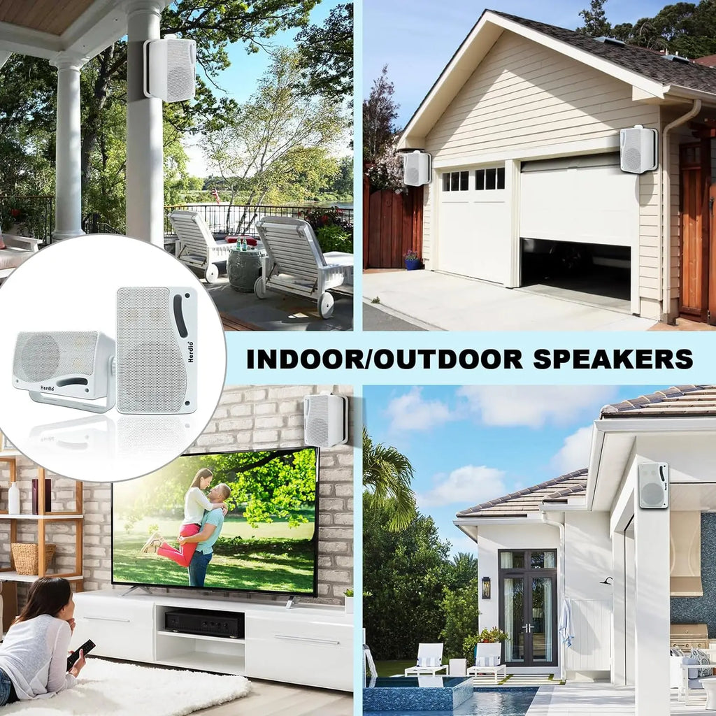 Premium 3.5" Wired Outdoor Speakers - 200W, Waterproof, and Wall-Mountable