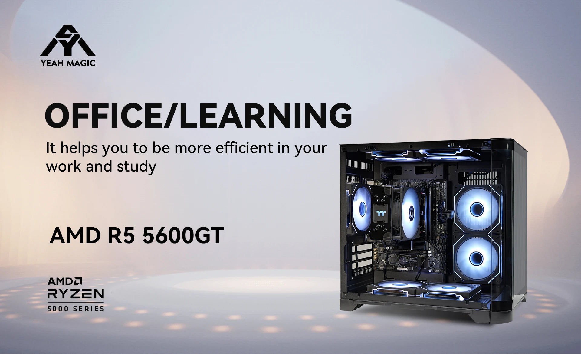 Gaming Desktop: Ryzen 5 5600GT, 16GB DDR4, 1TB NVMe SSD, Windows 11, ARGB