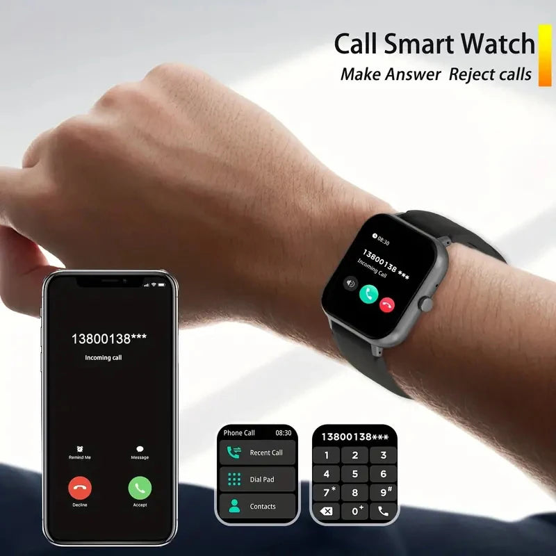 Unisex Smartwatch: Make Calls, Track Sports, and iPhone & Android Compatible