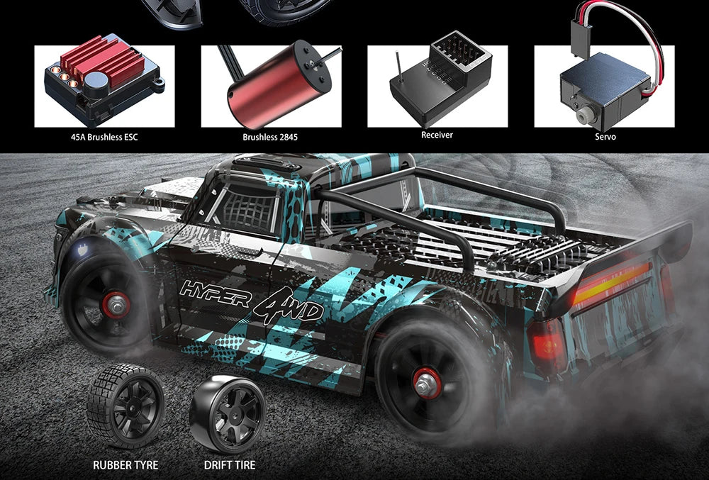 HYPER GO 1/14 RC Car: 55km/h Brushless 4WD Off-Road Truck