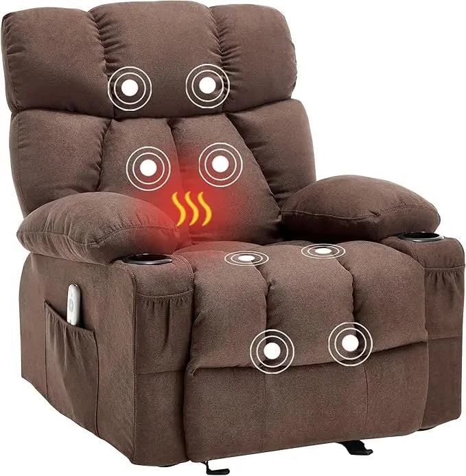 Comfy Rocker Recliner with Vibration Massage & Heat for Full Body Relaxation