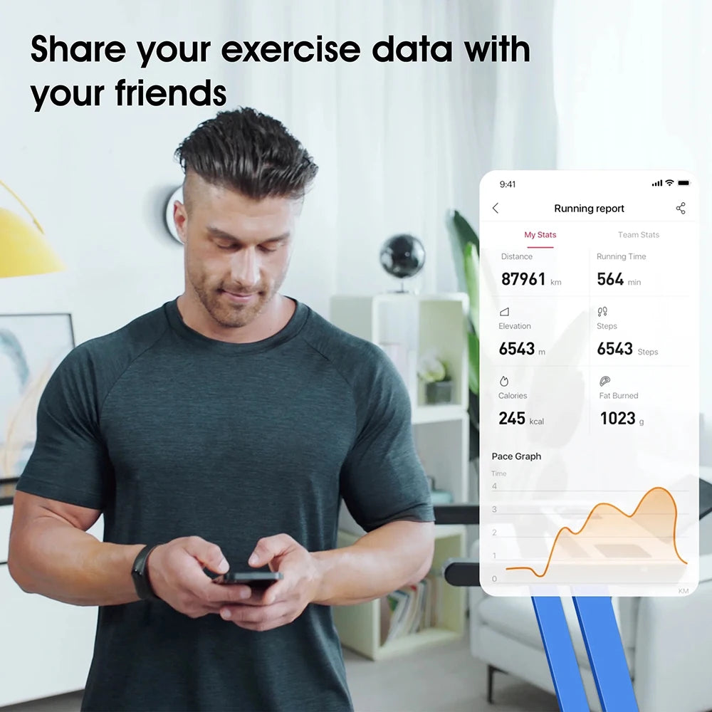 Quiet Portable 3.0 HP Folding Treadmill for Home with App Control, 7.5 MPH, 300 lbs Max