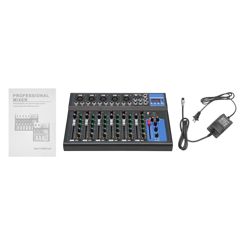 Professional 7/8-Channel Mixer: Bluetooth, USB Recording & XLR Mic Input