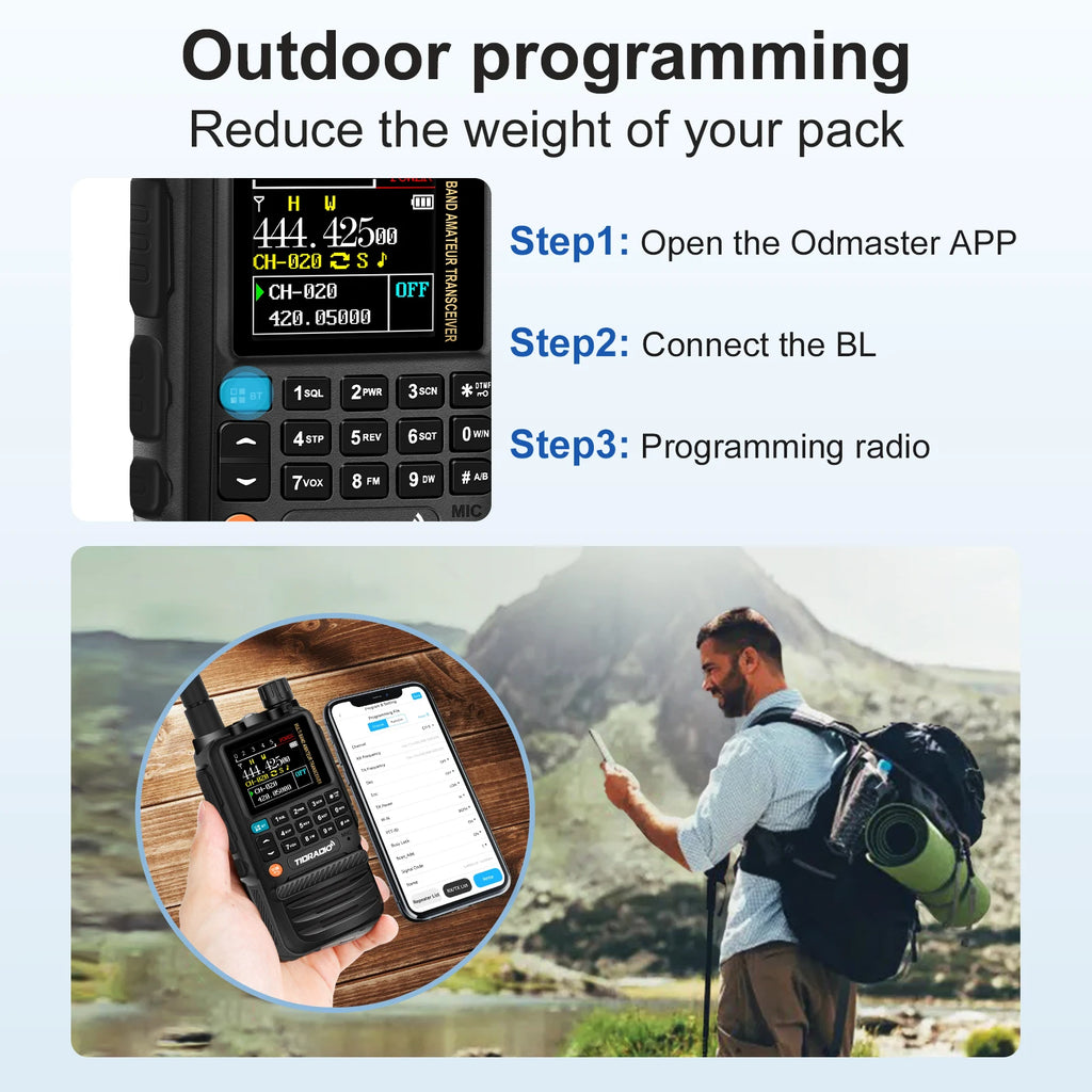Long-Range Walkie Talkie for HAM & Air Bands with Easy App Programming