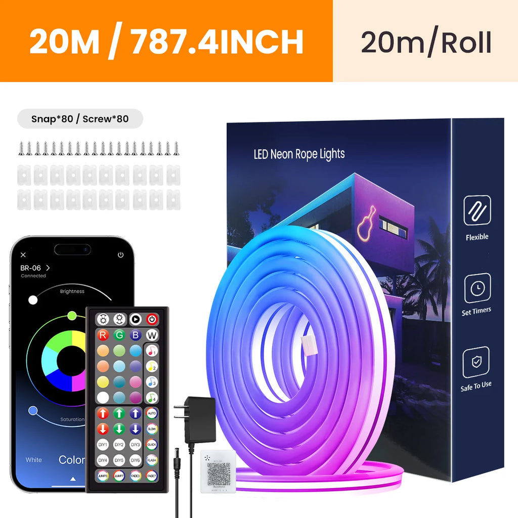 Smart Neon LED Strip Lights: Remote & App Controlled RGB