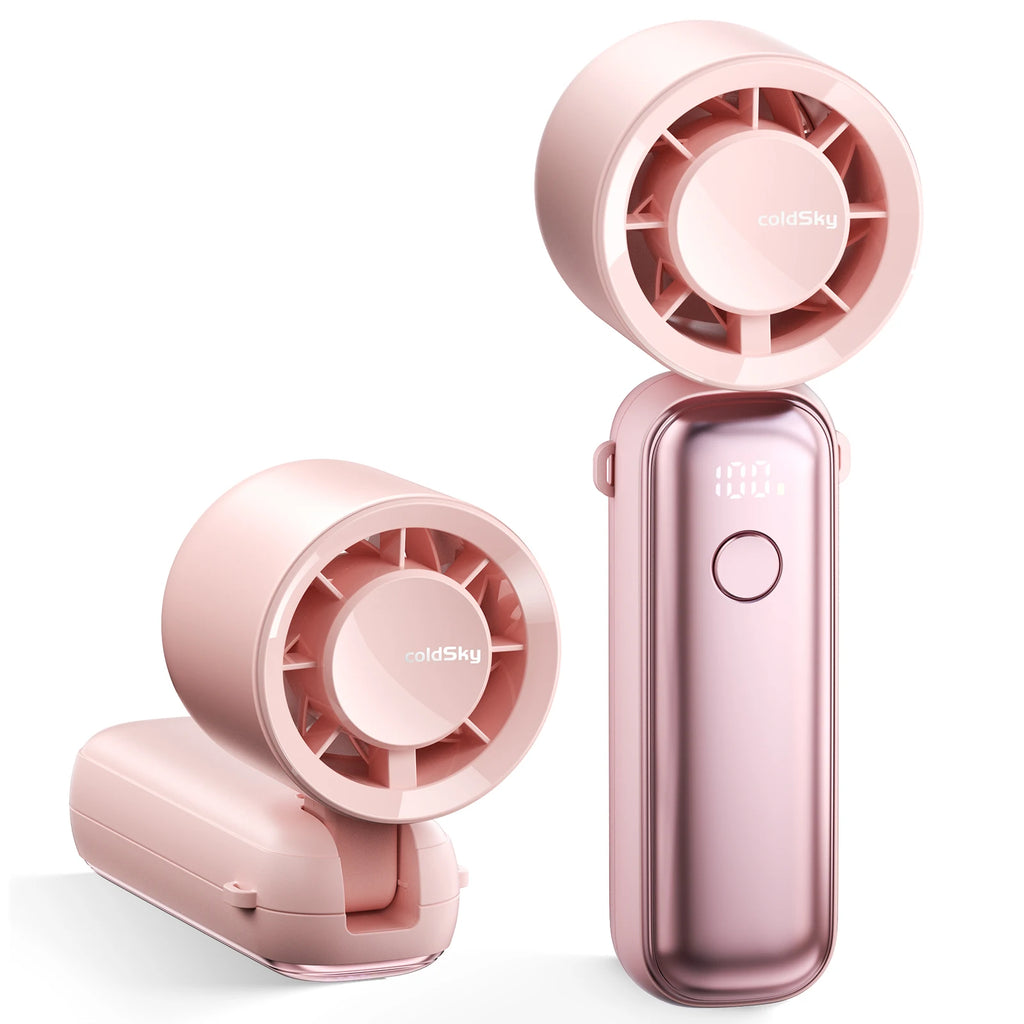 Handheld Turbo Fan with 6 Speeds and Foldable Neck/Desk Design