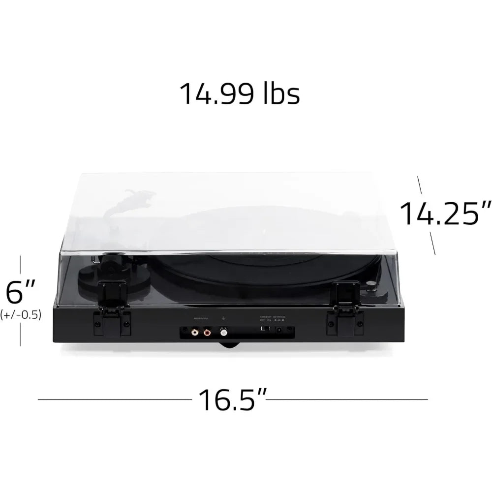 High-Fidelity Vinyl Turntable with Cartridge and Speed Control Motor - Piano Black (Note: Phono Preamp NOT Included)