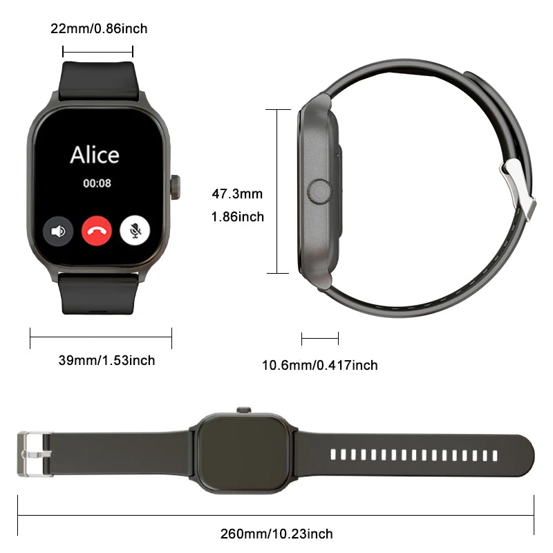 Smartwatch with Call & Multi-Sport Tracking for iPhone/Android