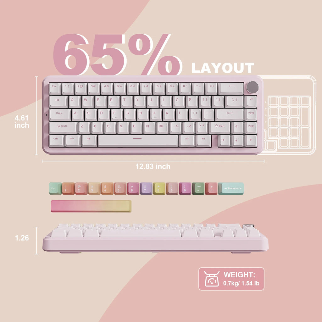 Wireless Mechanical Gaming Keyboard with Hot Swap and compatible with Windows/Mac