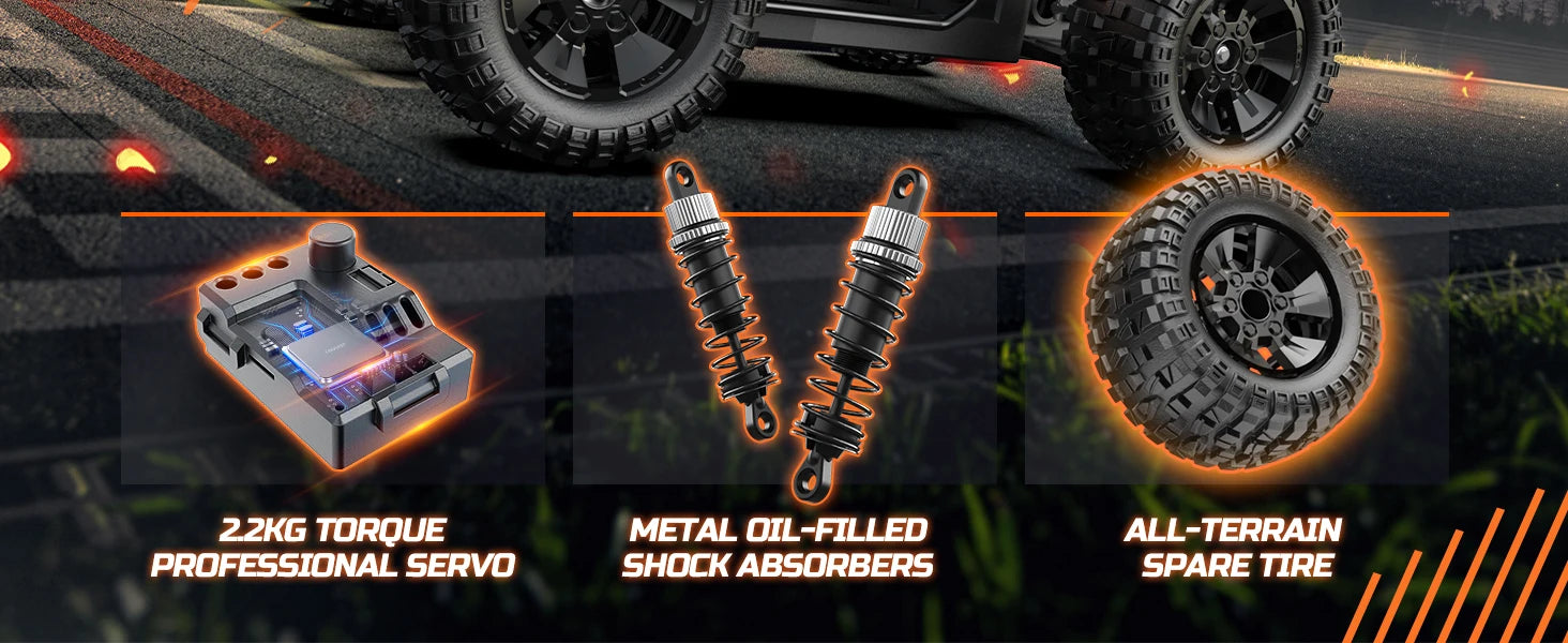 1/10 Scale High-Speed All-Terrain RC Truck (4WD, 2 Batteries)
