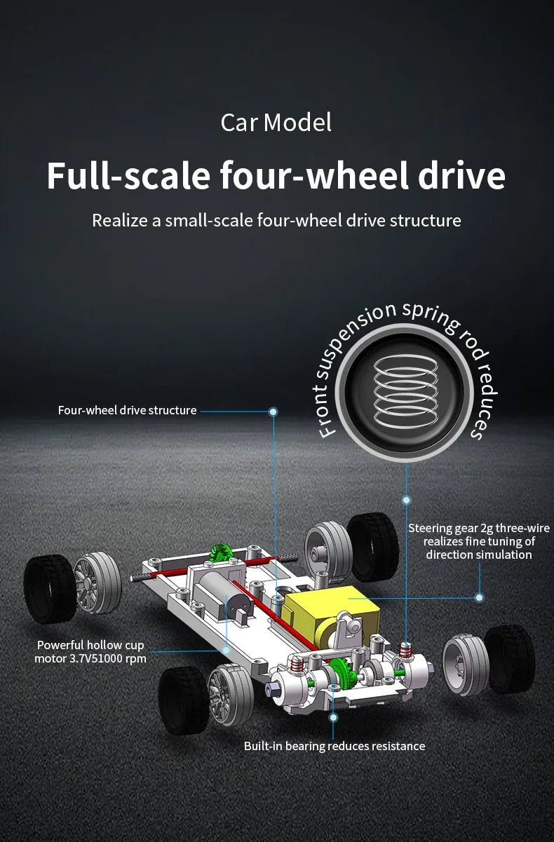 High-Speed 4WD RC Drifting Car (1:43 Scale)