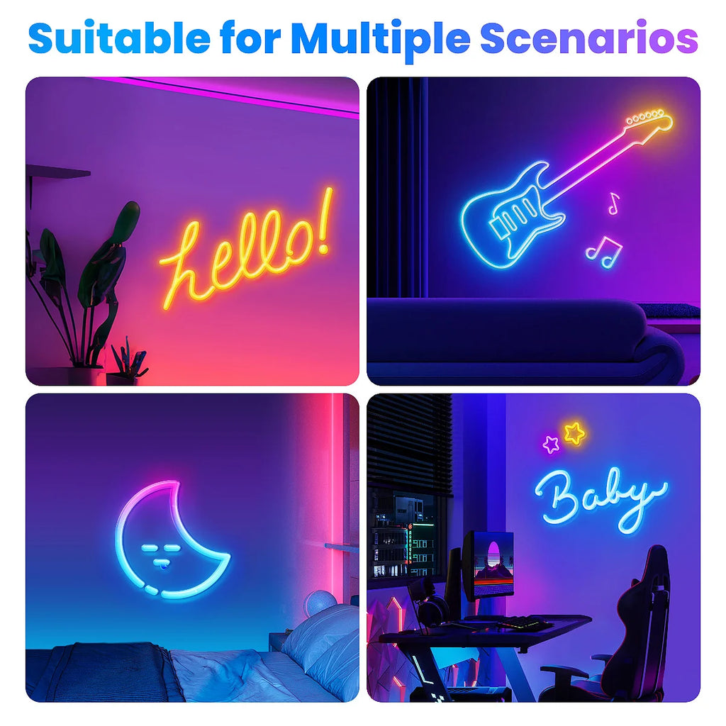 Smart Neon LED Strip Lights: Remote & App Controlled RGB