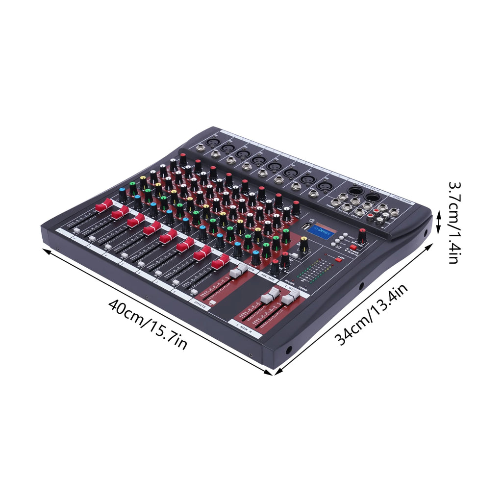 Professional 7/8-Channel Mixer: Bluetooth, USB Recording & XLR Mic Input