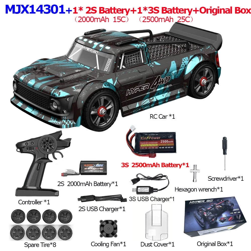 HYPER GO 1/14 RC Car: 55km/h Brushless 4WD Off-Road Truck