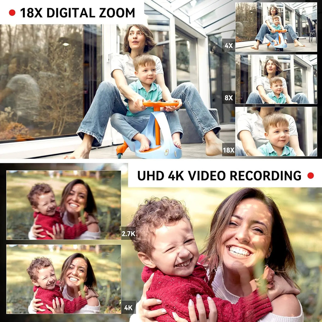 4K Video Camera with Touchscreen & 64GB SD Card