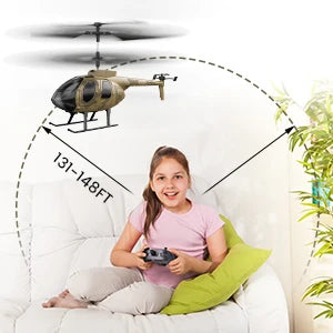 Dark Khaki RC Helicopter Toy with One-Click Takeoff (Indoor)