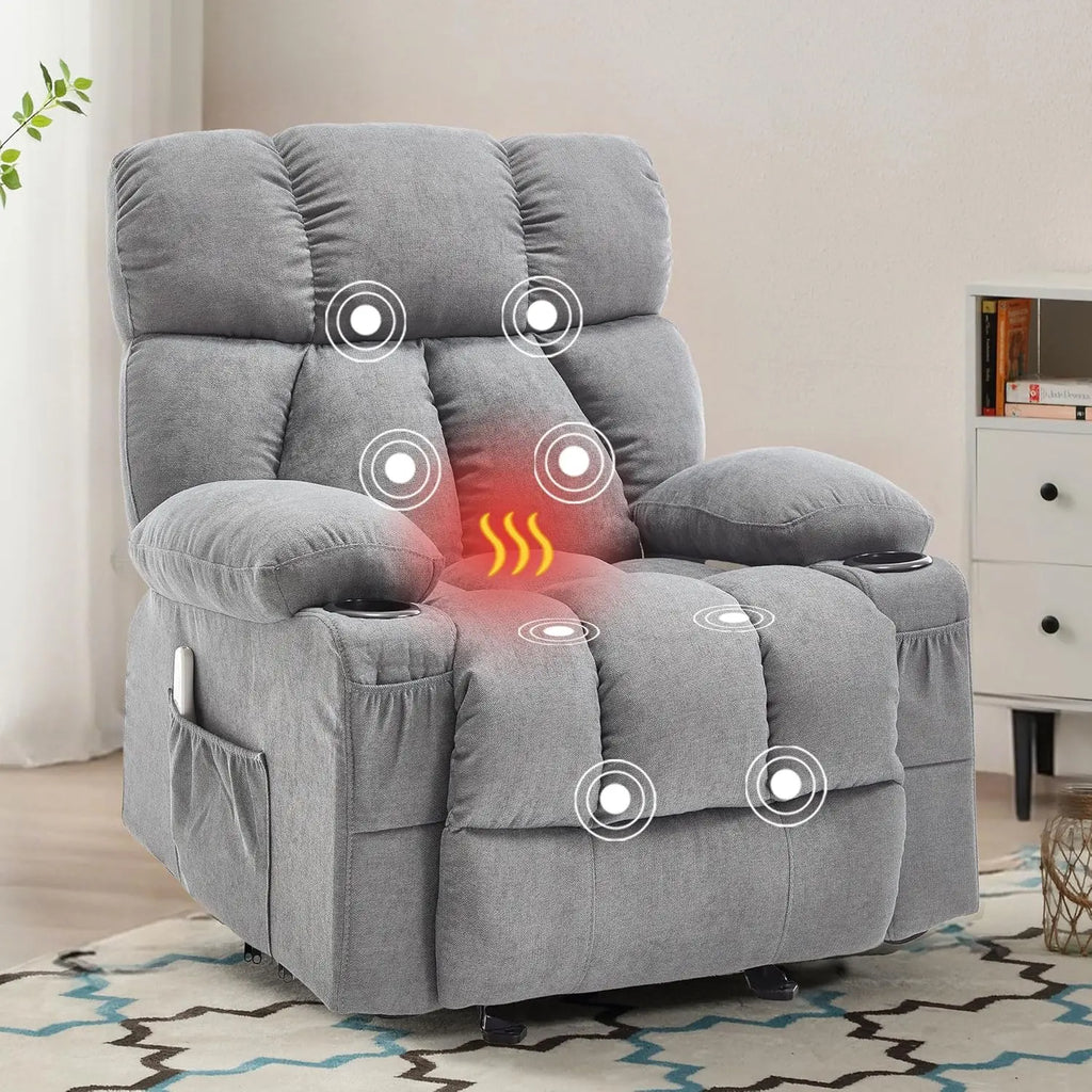 Comfy Rocker Recliner with Vibration Massage & Heat for Full Body Relaxation