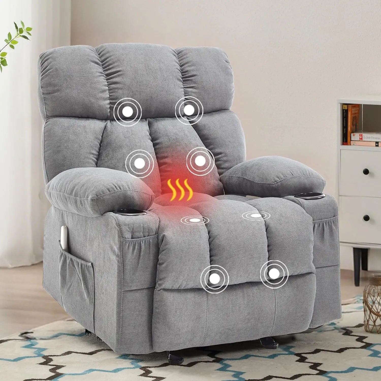 Comfy Rocker Recliner with Vibration Massage & Heat for Full Body Relaxation