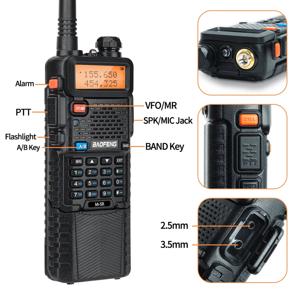 Long-Range 8W Walkie-Talkie with 3800mAh Battery & USB-C