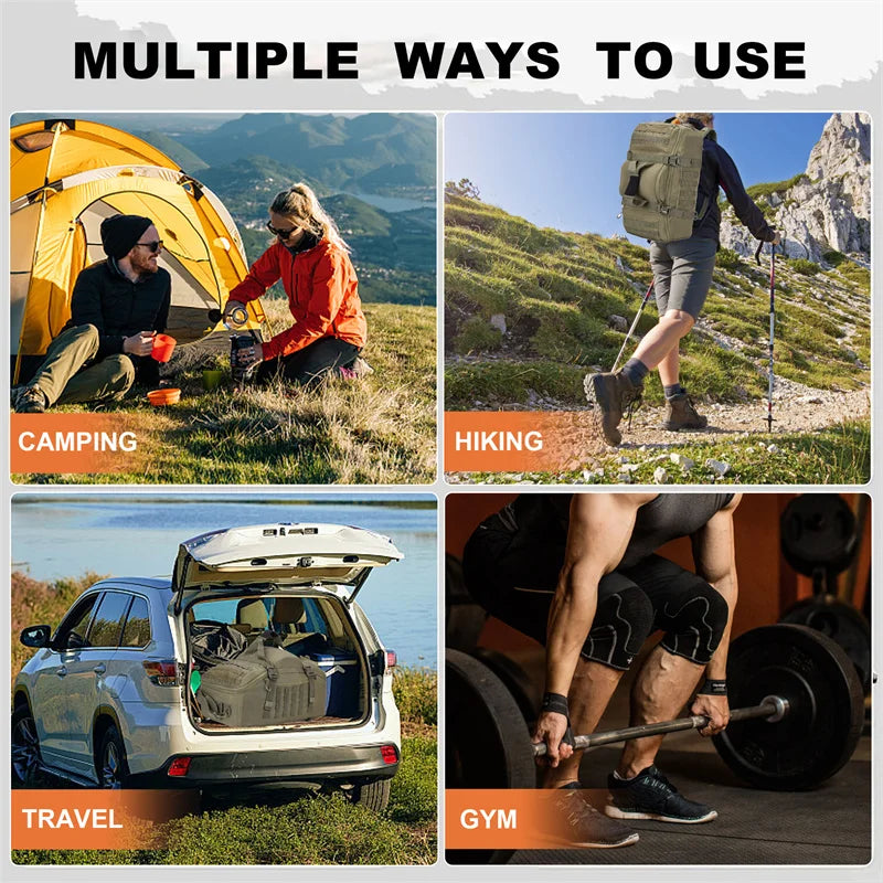 Multi-Size Tactical & Hiking Duffel Backpack (35L-80L)