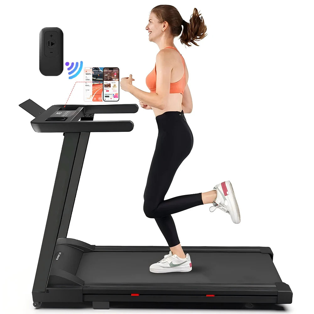 Quiet Portable 3.0 HP Folding Treadmill for Home with App Control, 7.5 MPH, 300 lbs Max