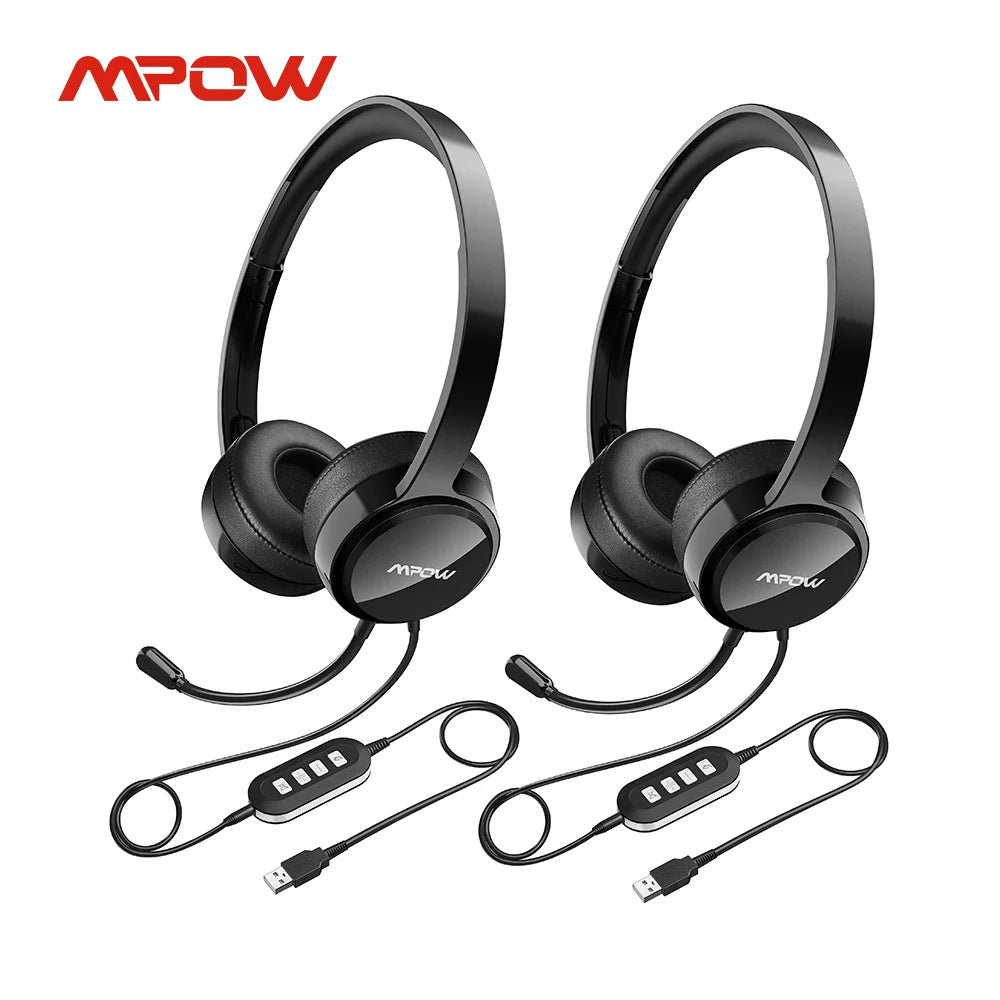 Wired USB/3.5mm Headset for PC & Call Center - Noise Reduction Mic