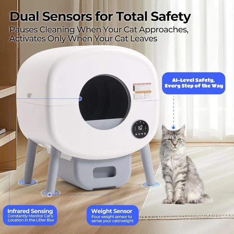 Self-Cleaning Litter Box for Multiple Cats: App-Controlled & Odor-Free