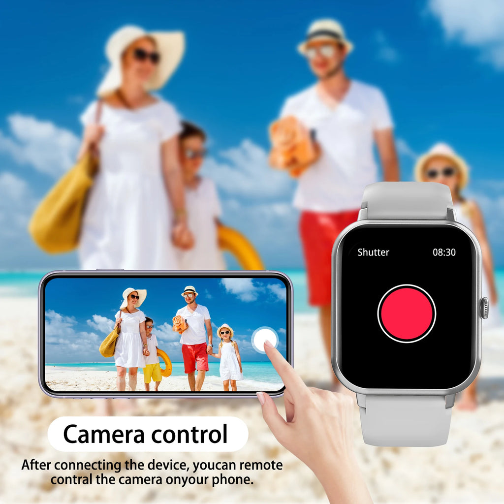 Unisex Smartwatch: Make Calls, Track Sports, and iPhone & Android Compatible